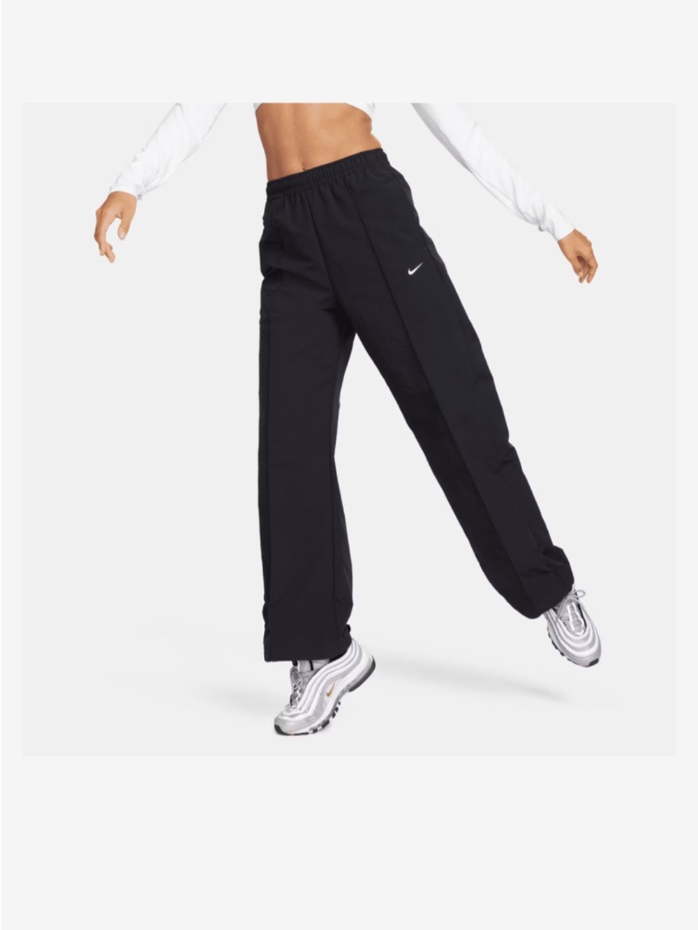 Nike white Women's Track Pants with Side Panel and Swoosh